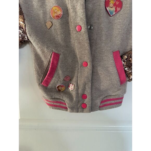 Disney Princess Sequence Tan/Pink Varsity Style Jacket Size 3 - Picture 5 of 11